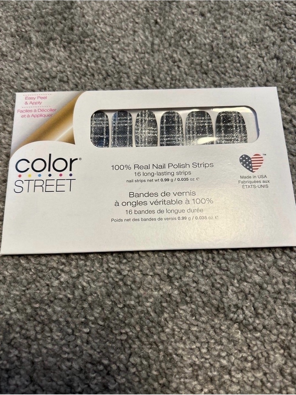 Color Street Silver Sparkle Nail Polish Strips in Plaid Reputation